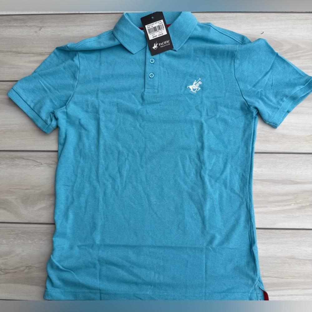 Pacific Polo Club Polo Shirt Blue Medium NWT IN PACKAGE